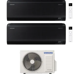 Condizionatore Climatizzatore Samsung Dual Split Inverter Windfree Black R-32 9000+12000 BTU Con AJ050TXJ2KG/EU Wi-Fi Inte...