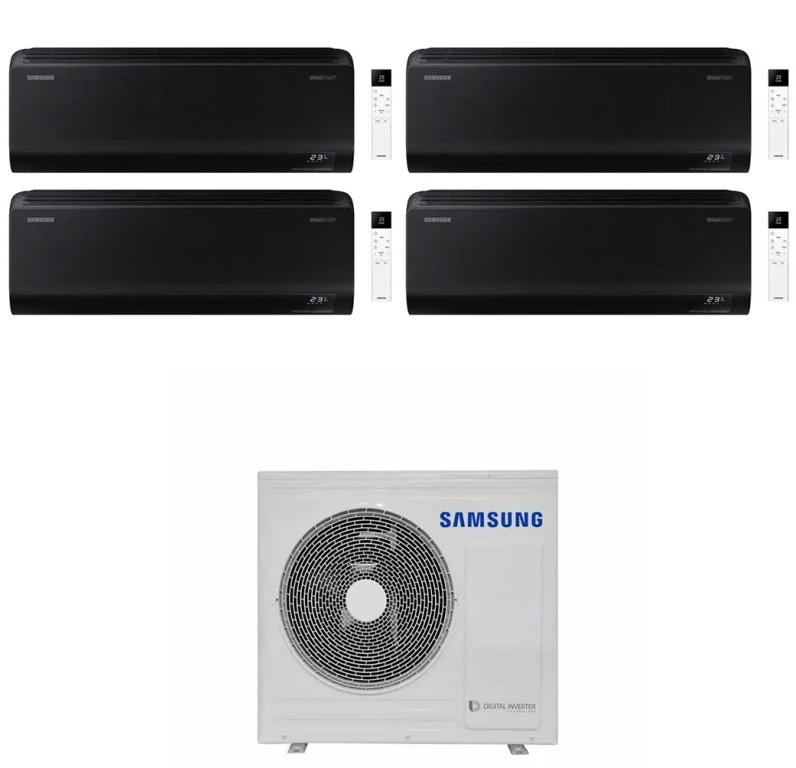 Condizionatore Climatizzatore Samsung Quadri Split Inverter Windfree Black R-32 7000+7000+9000+9000 BTU Con AJ080TXJ4KG/EU...