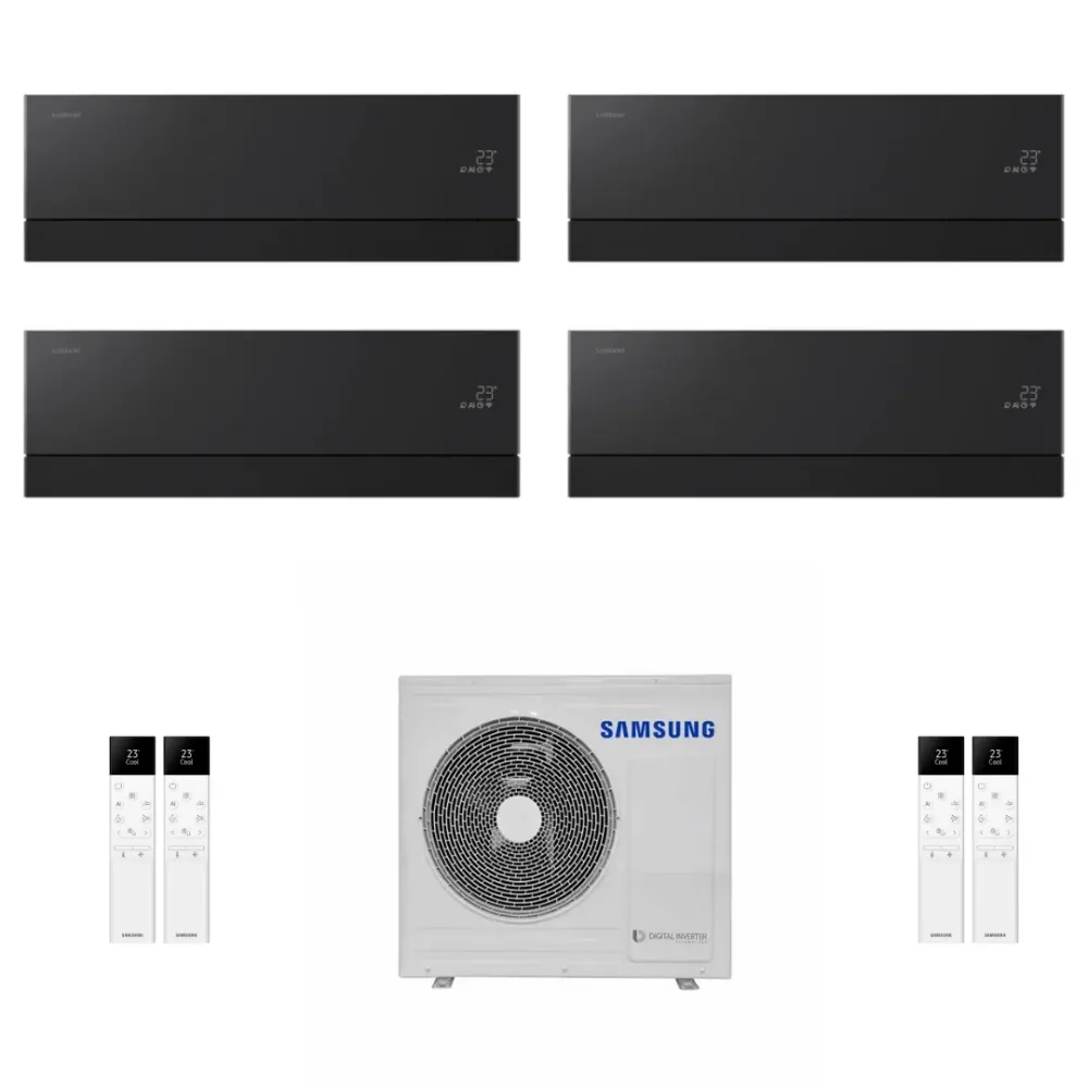 Condizionatore Climatizzatore Samsung Quadri Split Inverter Windfree Première R-32 9000+9000+9000+9000 BTU Soapstone Charc...