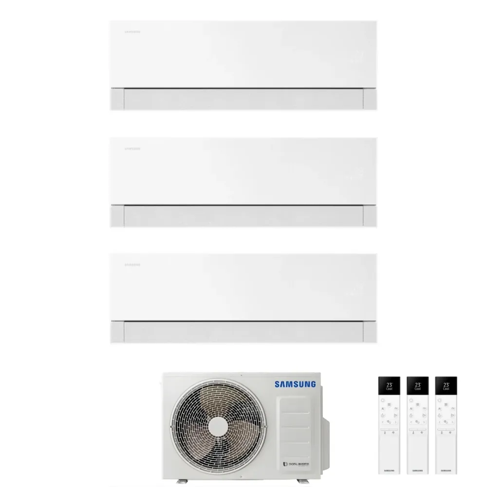 Condizionatore Climatizzatore Samsung Trial Split Inverter Windfree Première R-32 9000+9000+12000 BTU Essential White Wi-F...