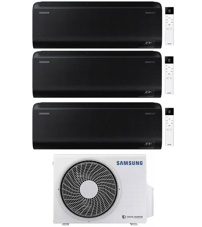 Condizionatore Climatizzatore Samsung Trial Split Inverter Windfree Black R-32 9000+9000+9000 BTU Con AJ052TXJ3KG/EU Wi-Fi...