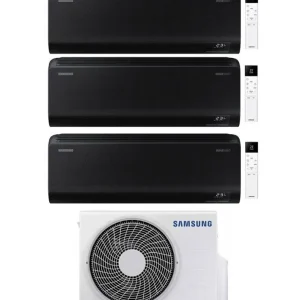 Condizionatore Climatizzatore Samsung Trial Split Inverter Windfree Black R-32 9000+12000+12000 BTU Con AJ068TXJ3KG/EU Wi-...