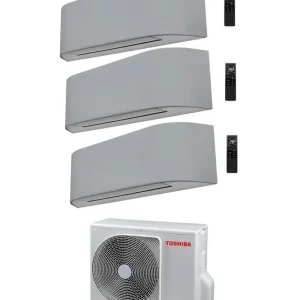 Condizionatore Climatizzatore Toshiba Trial Split Haori Grigio 10000+10000+10000 BTU R-32 Wi-Fi Integrato Con RAS-3M18U2AVG-E