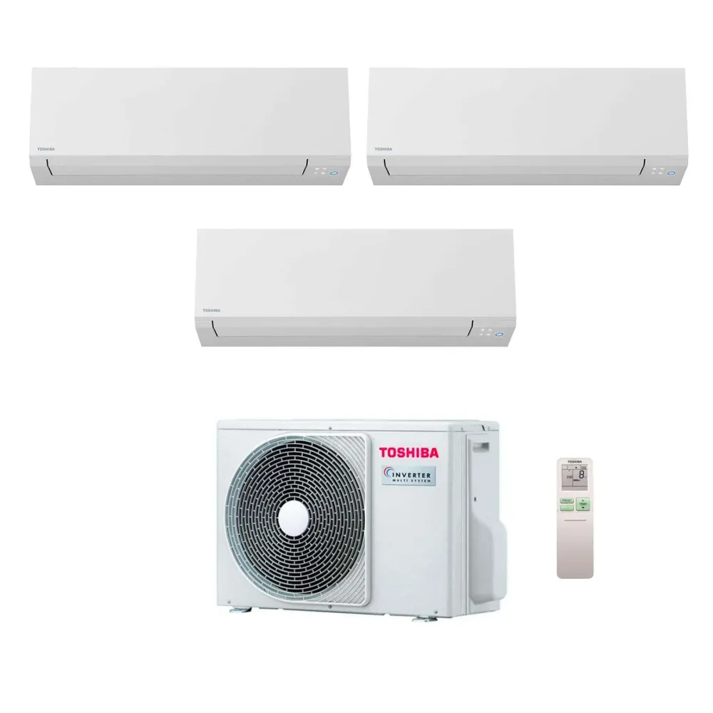 Condizionatore Climatizzatore Toshiba Trial Split Inverter Shorai Edge White Wi-Fi 10000+10000+10000 BTU Con RAS-3M18G3AVG-E