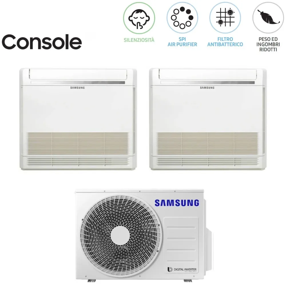Condizionatore Dual Split Console Samsung 9+12 con AJ050TXJ2KG/EU R-32 con Telecomando