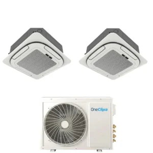 Condizionatore OneClima Dual Split Cassetta 4 Vie 18+18 con MLT27x3/Y24 R-32 Wi-Fi Optional Griglia Inclusa e Telecomando...