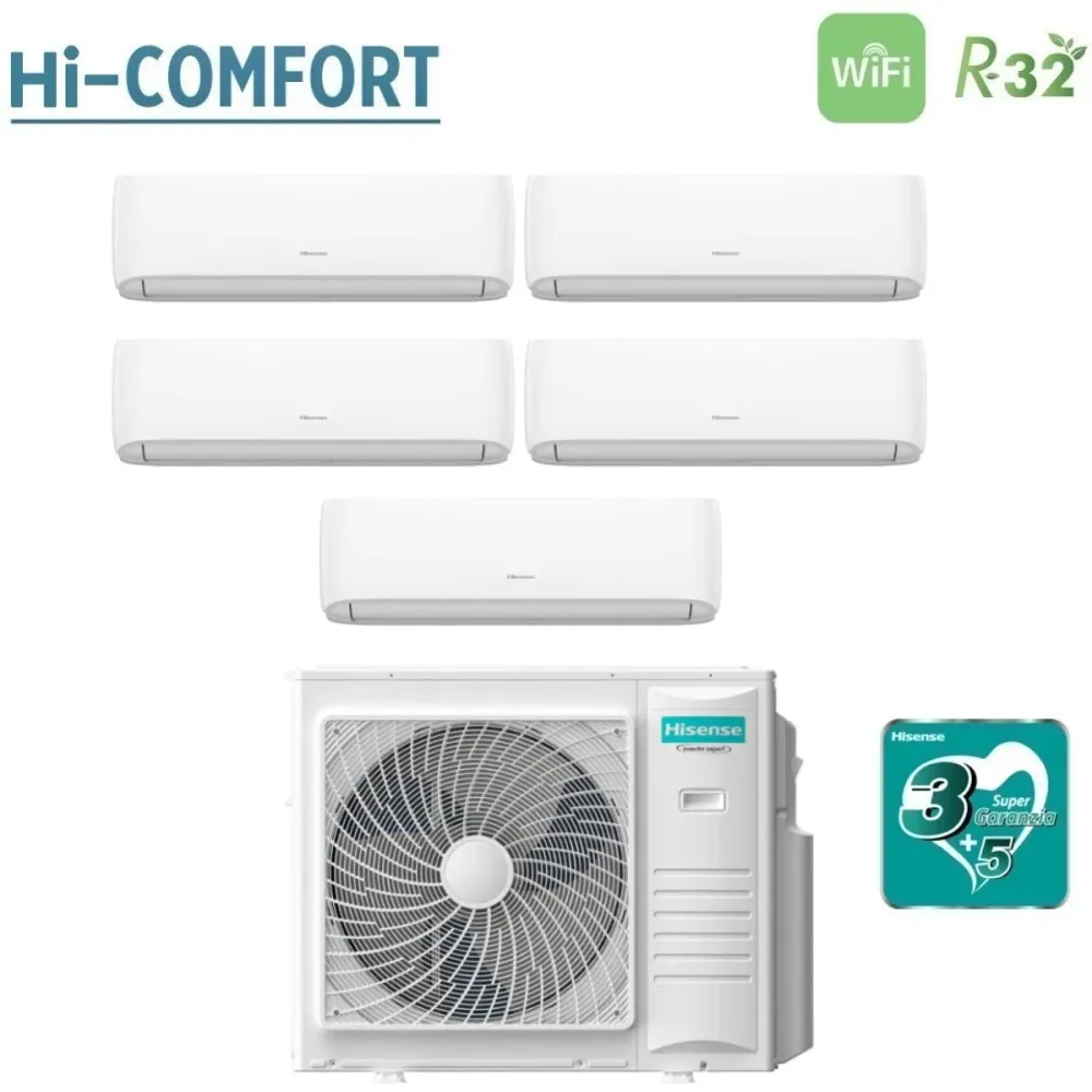 Condizionatore Penta Split Hisense Hi-Comfort 7+7+7+9+9 con 5AMW105U4RQC R-32 Wi-Fi Integrato