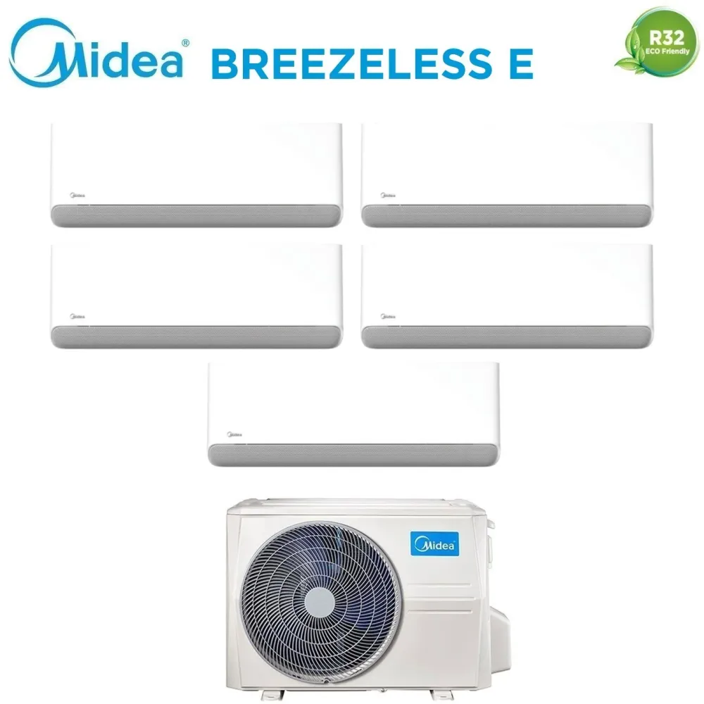 Condizionatore Penta Split Midea Breezeless E 9+9+9+9+12 con M5OE-42HFN8-Q R-32 Wi-Fi Integrato