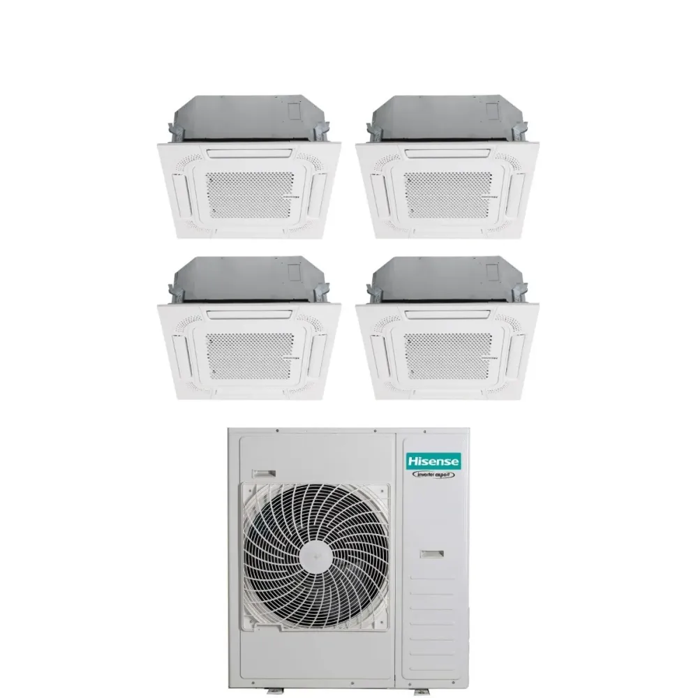 Condizionatore Quadri Split Cassetta Hisense 9+9+9+12 con 5AMW125U4RTA R-32 Wi-Fi Optional con Telecomando e Pannello