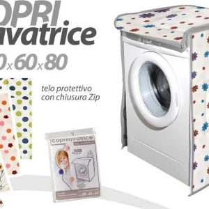 Copri Lavatrice Prottetivo 60x60x80cm Imbottito Cerniera Telo Decori Ass. 345814