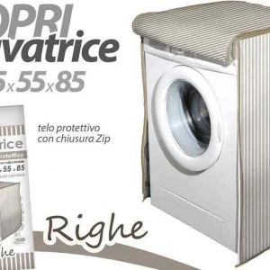 Coprilavatrice Copri Lavatrice Prottetivo 65x55x85cm Telo Con Zip Righe 736797
