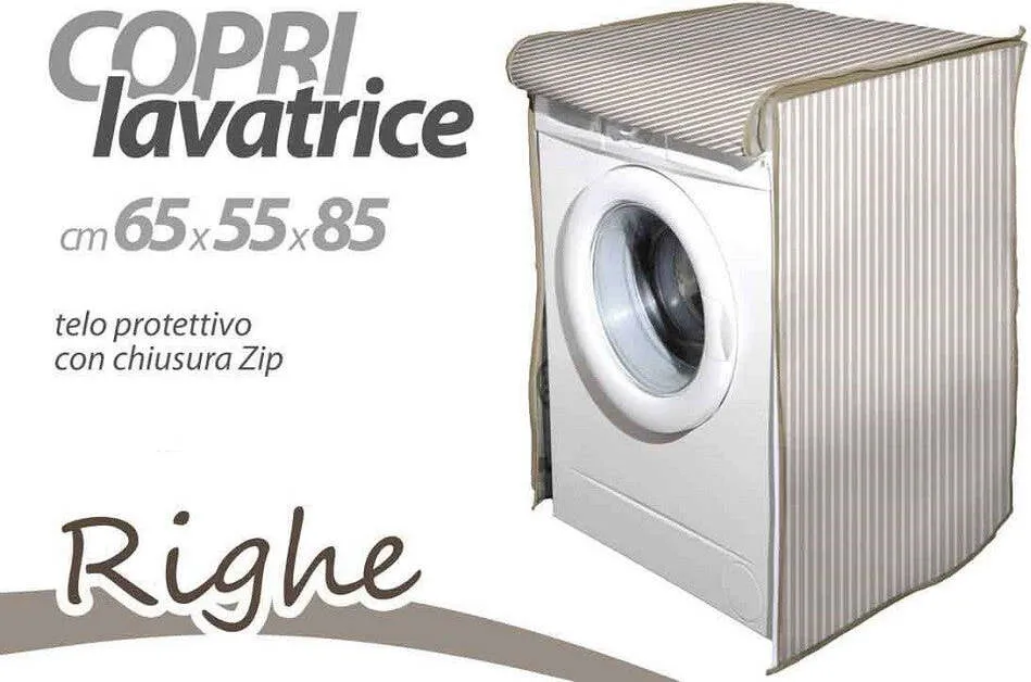 Coprilavatrice Copri Lavatrice Prottetivo 65x55x85cm Telo Con Zip Righe 736797