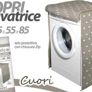 Coprilavatrice Copri Lavatrice Telo Prottetivo 65x55x85cm Cerniera Cuori 736780