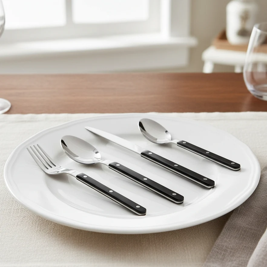 ETERNIFORCE – Set di posate acciaio inossidabile da 4 pezzi con design inciso Cozey Maison