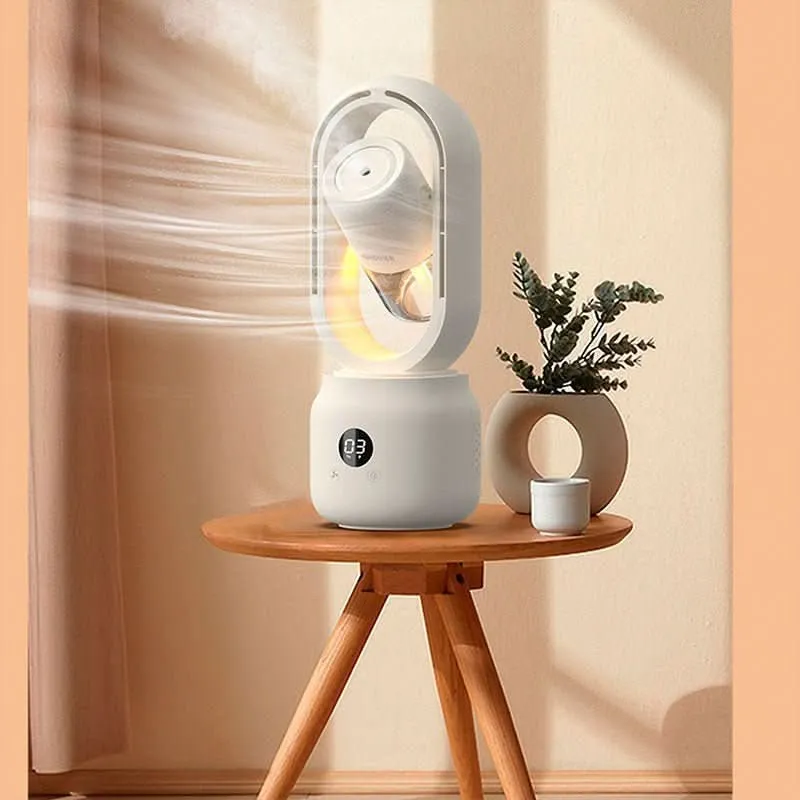 VENTILATORE RAFFREDDATO - Ventilatore portatile senza pale con umidificatore e luce notturna per un comfort rinfrescante....