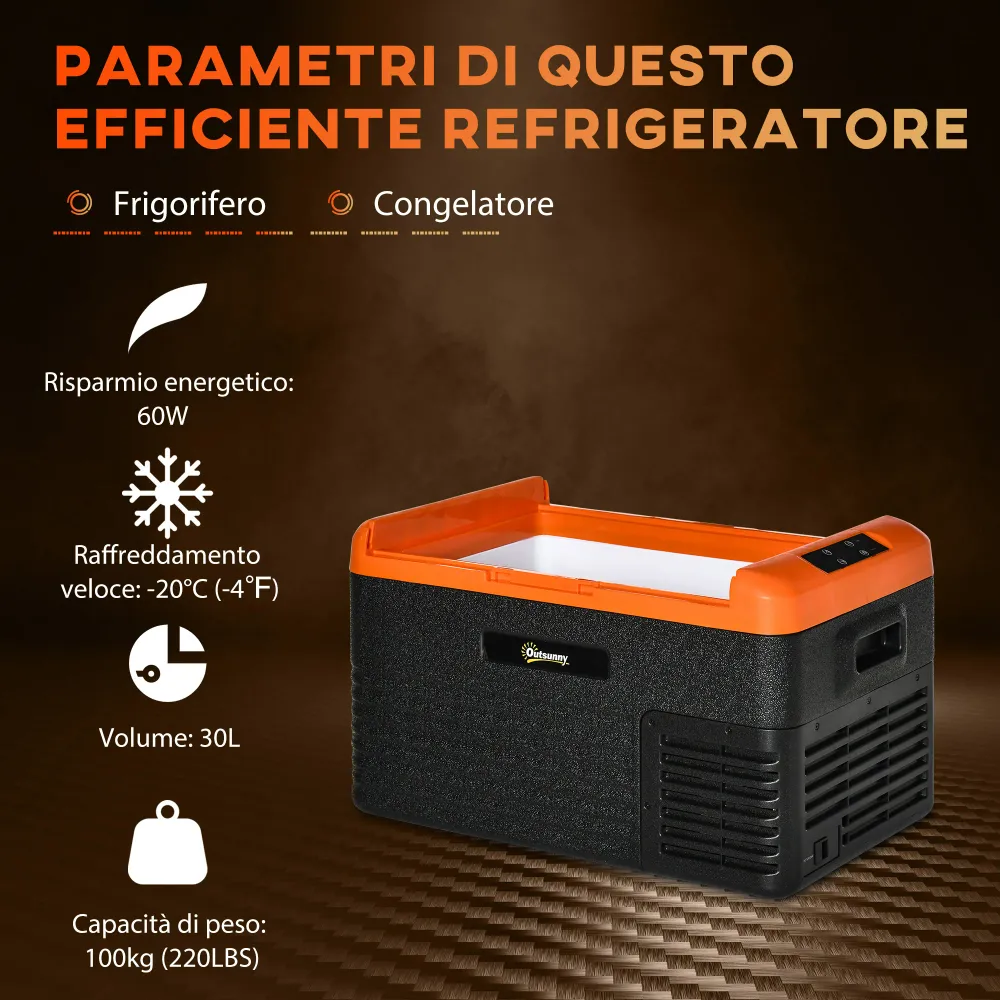 EASYCOMFORT Frigo Portatile da 30L con Display, Compressore e Maniglie, 58.7x36.5x36.8cm
