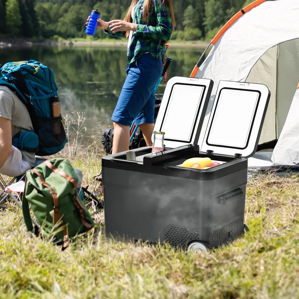 Easycomfort Frigo Portatile Elettrico 35L da 12 Volt con Maniglia e Schermo LCD, 63.2x42x42.8 cm, Grigio