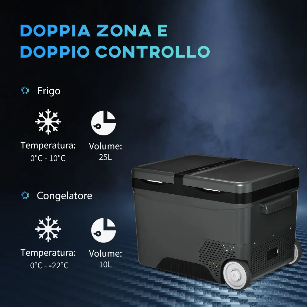 Easycomfort Frigo Portatile Elettrico 35L da 12 Volt con Maniglia e Schermo LCD, 63.2x42x42.8 cm, Grigio