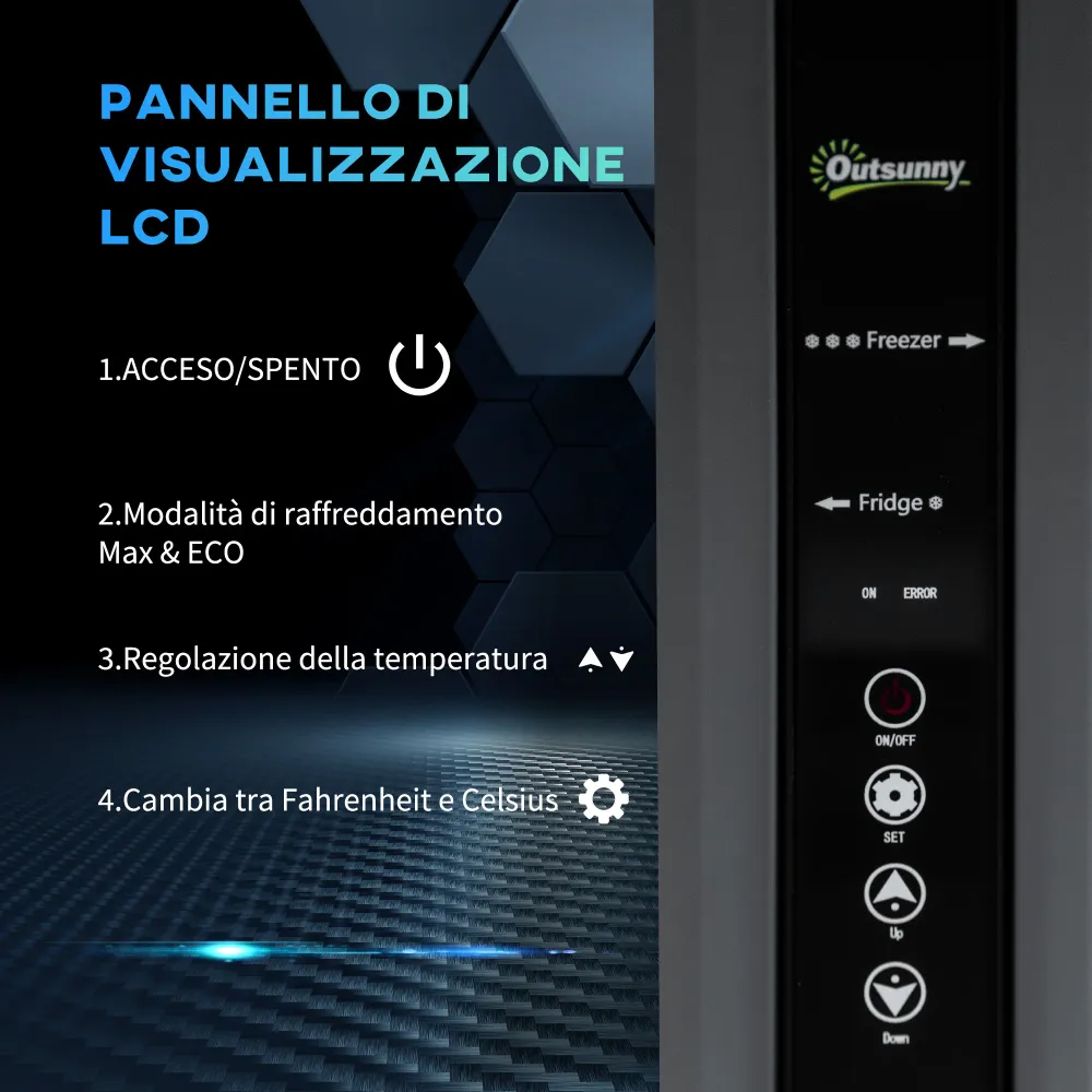 Easycomfort Frigo Portatile Elettrico 35L da 12 Volt con Maniglia e Schermo LCD, 63.2x42x42.8 cm, Grigio