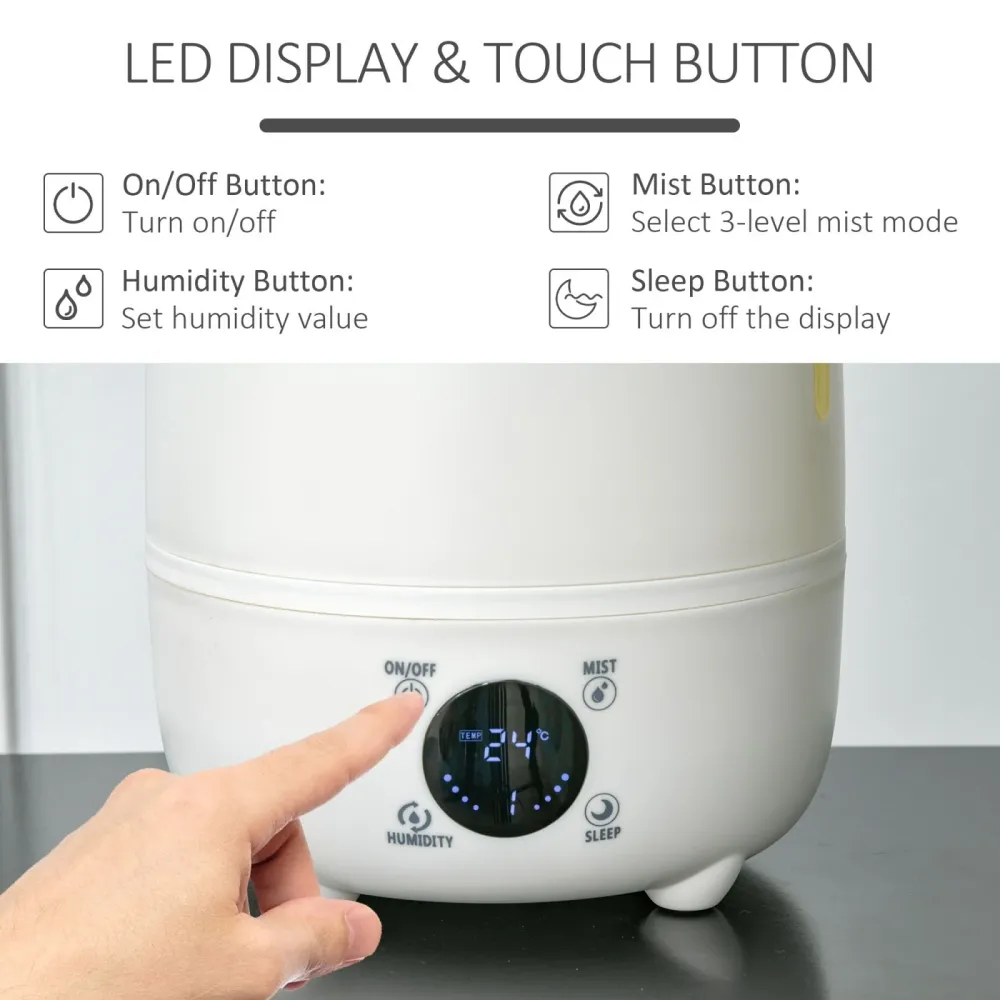EASYCOMFORT Umidificatore Ultrasuoni da 4.8L per Ambienti Fino 40?, 3 Modalità di vaporizzazione, 8-12 Ore di Durata, Disp...