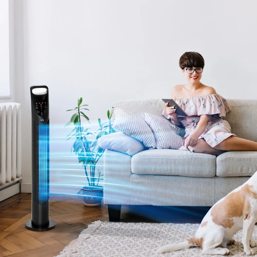 Easycomfort Ventilatore Colonna con Telecomando fino 5m, Oscillante 70° con 3 Modalità e 3 Velocità, Timer 7.5h, 40W Nero,...