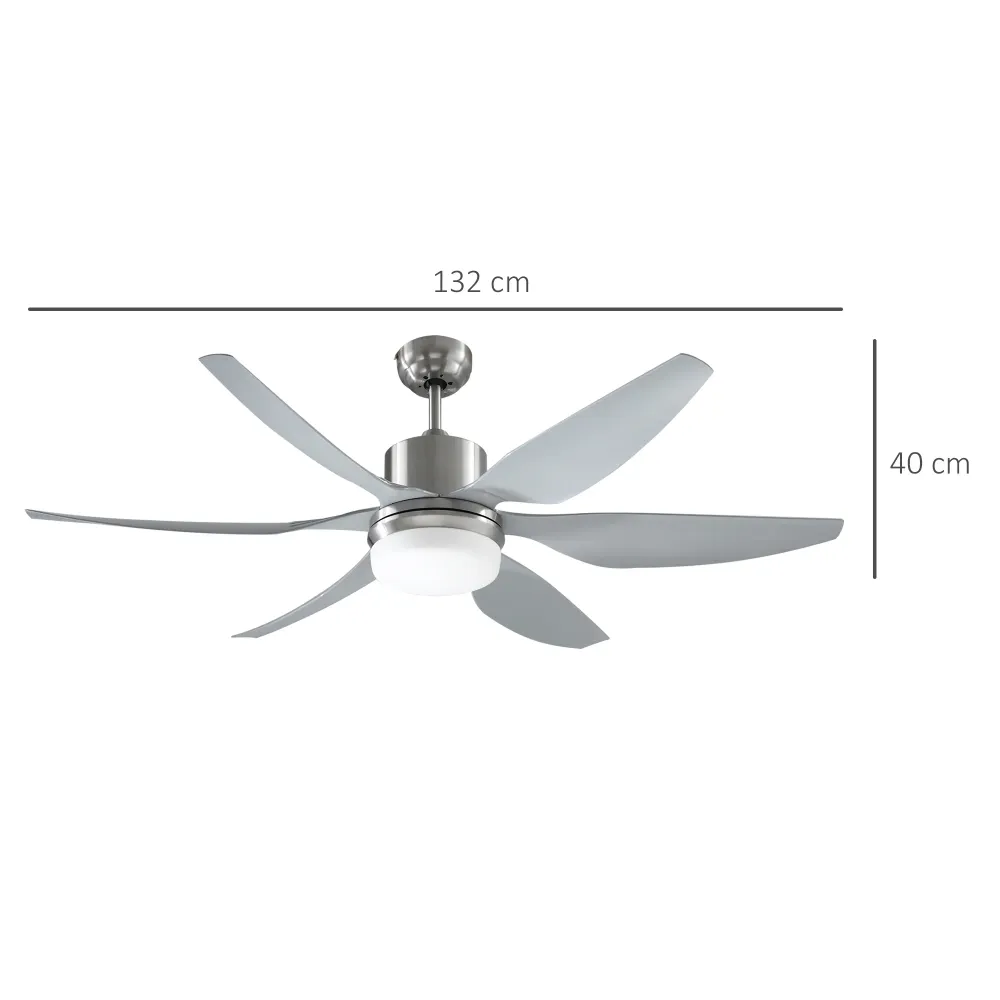 Easycomfort Ventilatore da Soffitto con Luce LED e Telecomando Incluso, 6 Velocità, Silenzioso e Reversibile, ?132x43cm