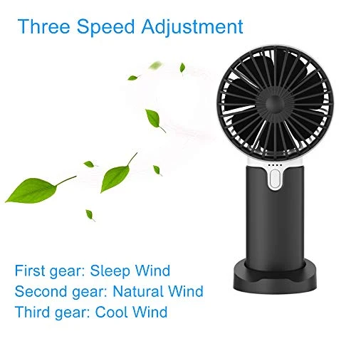 EasyULT Mini Ventilatore Palmare USB, con 5200mAh Batteria, Ricaricabile Nero