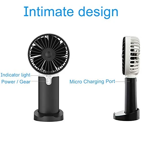 EasyULT Mini Ventilatore Palmare USB, con 5200mAh Batteria, Ricaricabile Nero