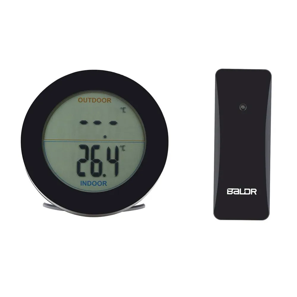 Fdit Termometro Senza Fili con Schermo LCD da Uso Esterno Interno ℃/℉ Nero