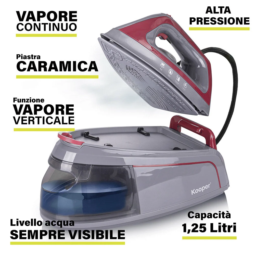 Ferro da Stiro con Caldaia 1,25 Litri 2400W Kooper Rosso