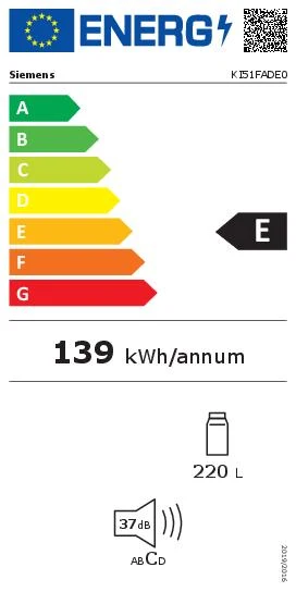 Frigo per installazione del frigorifero Siemens