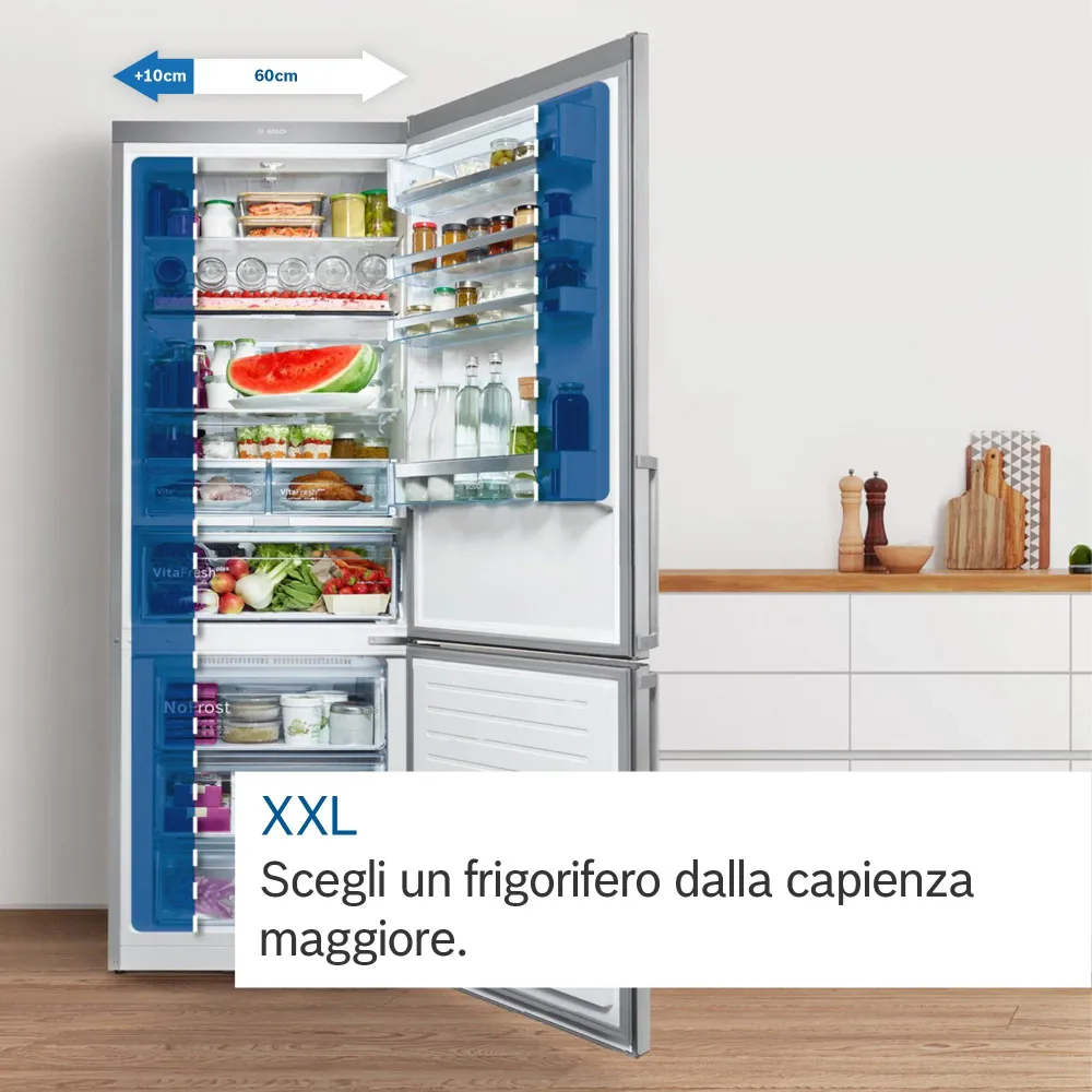 Frigorifero Combinato Bosch KGN86AIDR Serie 6 631 Litri Classe D No Frost (A186xL86xP81) Acciaio Anti Impronta
