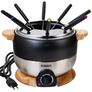 Furber. Set per fonduta Furber – acciaio inossidabile, 1,8 l, 8 persone, elettrico – nero/argento