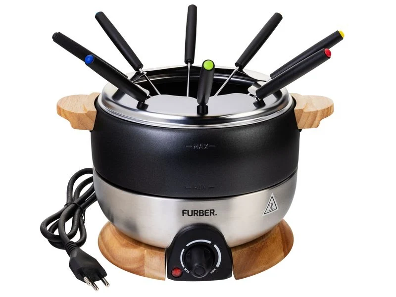 Furber. Set per fonduta Furber – acciaio inossidabile, 1,8 l, 8 persone, elettrico – nero/argento