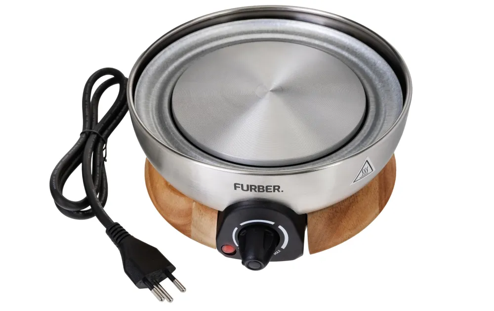 Furber. Set per fonduta Furber – acciaio inossidabile, 1,8 l, 8 persone, elettrico – nero/argento