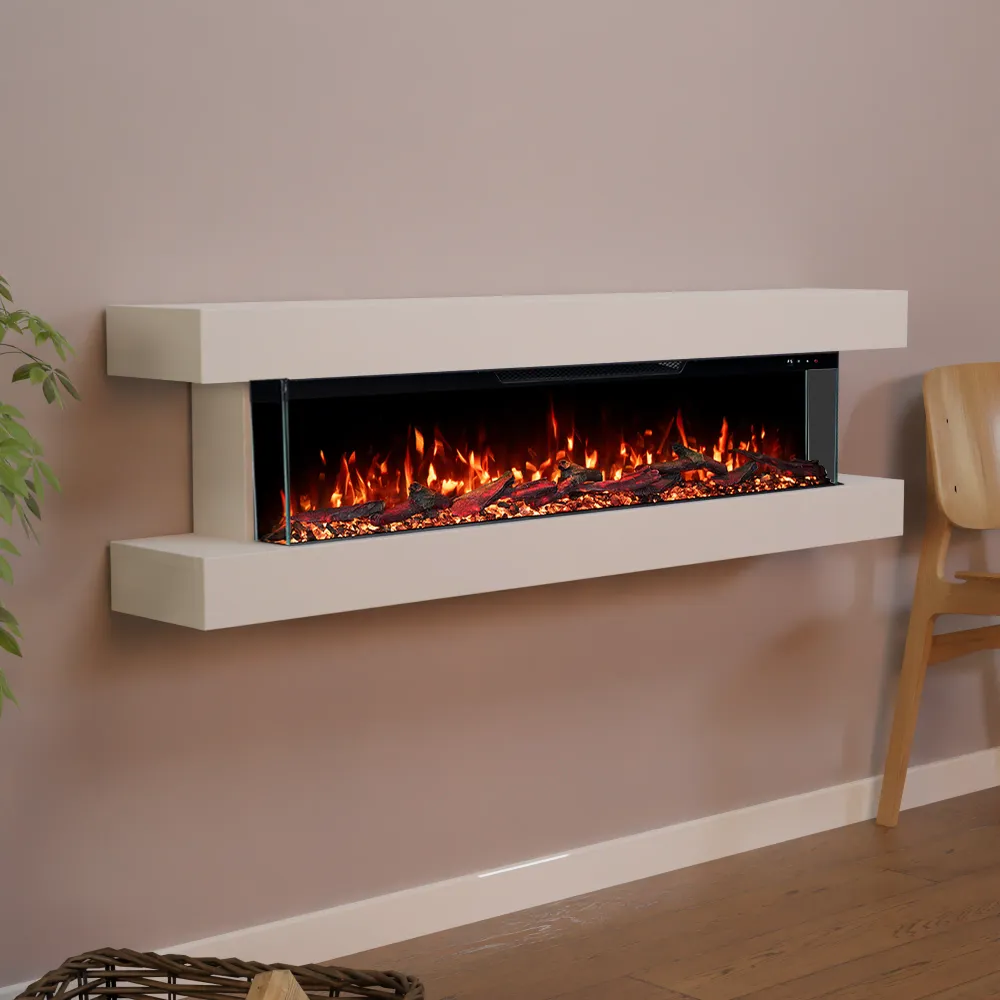 Glow Fire Clear Wall Camino elettrico da parete