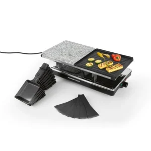 Gourmetmaxx Griglia Raclette – 8 persone, piastra pietra, 1400 W – Nero