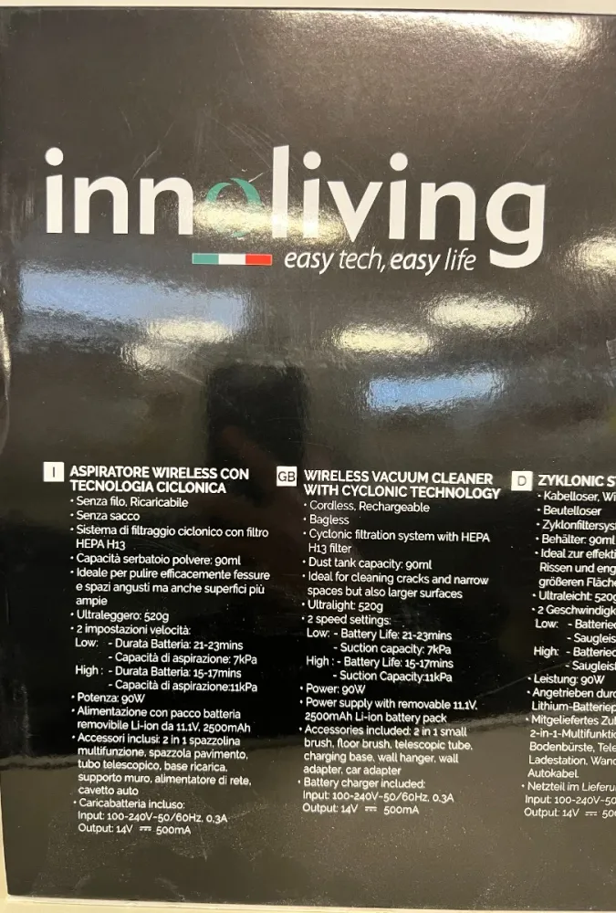 INNOLIVING INN-659 ULTRA - ASPIRATORE WIRELESS CON TECNOLOGIA CICLONICA
