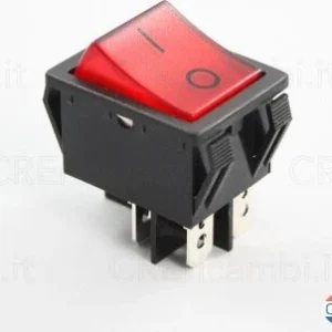 Interruttore Bipolare Luminoso 13A, 4 Contatti, Rosso