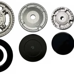 Kit 4 bruciatori C00091686 completi di piattelli spartifiamma 3 fuochi + tripla corona per cucina piano cottura Ariston