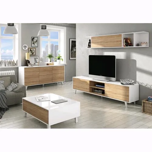 Kit Credenza Mobile Giorno 3Ante 'Zaiken'Cm.154X41X75H.Bianco /Rovere