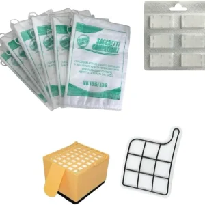 Kit Risparmio Folletto VK135/136 Adattabile 1 Filtro Hepa 1 Griglia 6 Sacchetti 6 Profumi
