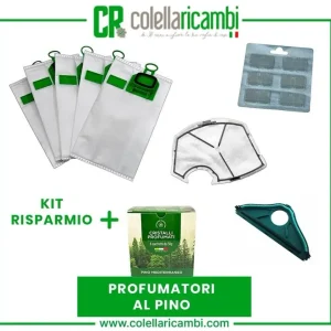 Kit Risparmio Ricambi Folletto Compatibili VK140 VK150 12 Sacchetti 12 Profumi 2 Filtri Griglia Motore 1 Setola
