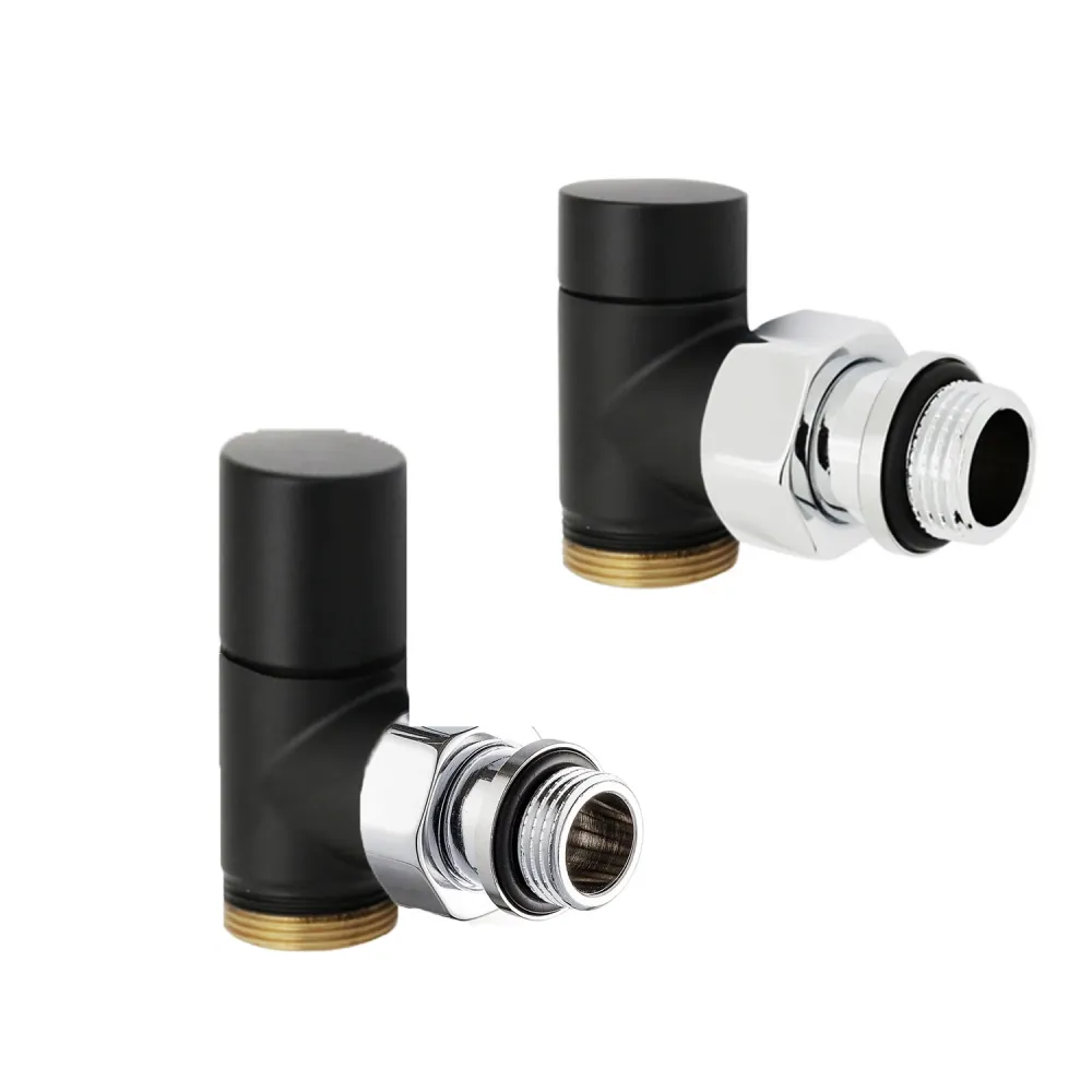 Kit valvola termostatizzabile e detentore squadra 1/2" Modello Rondera Light Nero Opaco