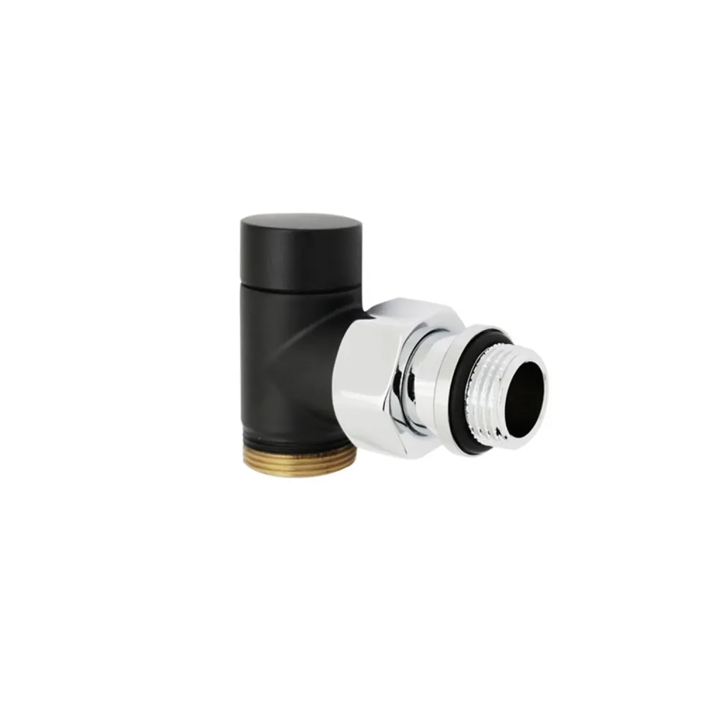 Kit valvola termostatizzabile e detentore squadra 1/2" Modello Rondera Light Nero Opaco
