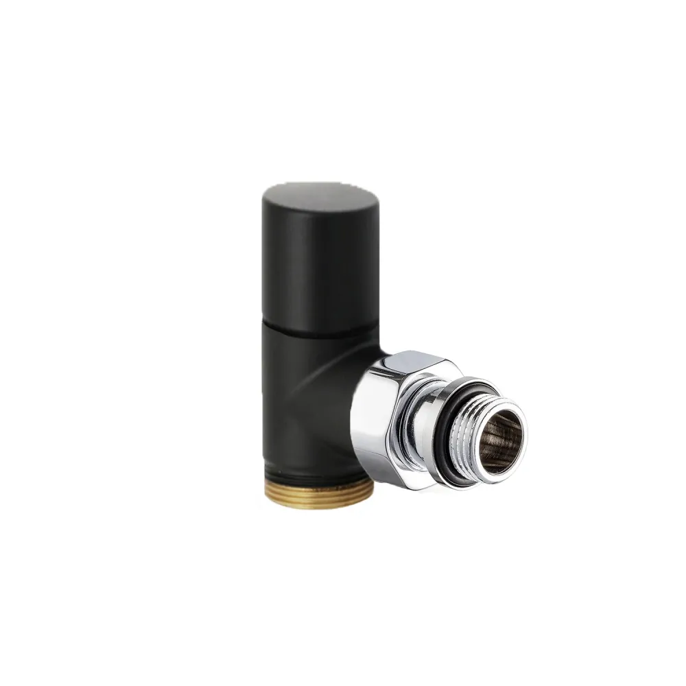 Kit valvola termostatizzabile e detentore squadra 1/2" Modello Rondera Light Nero Opaco