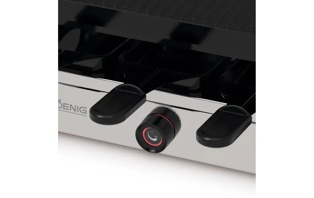Koenig Raclette Grill Pro – 6 persone, piastra grill pressofusione, 950 W – cromo