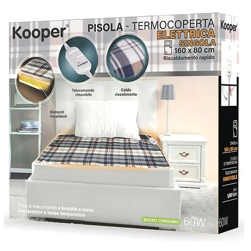 Kooper Pisola Quadri Termocoperta Elettrica Singola Coperta Termica Scaldaletto