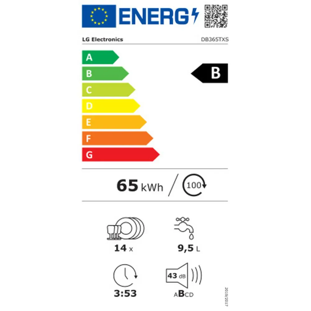 Lavastoviglie LG DB365TXS Bianco 60 cm