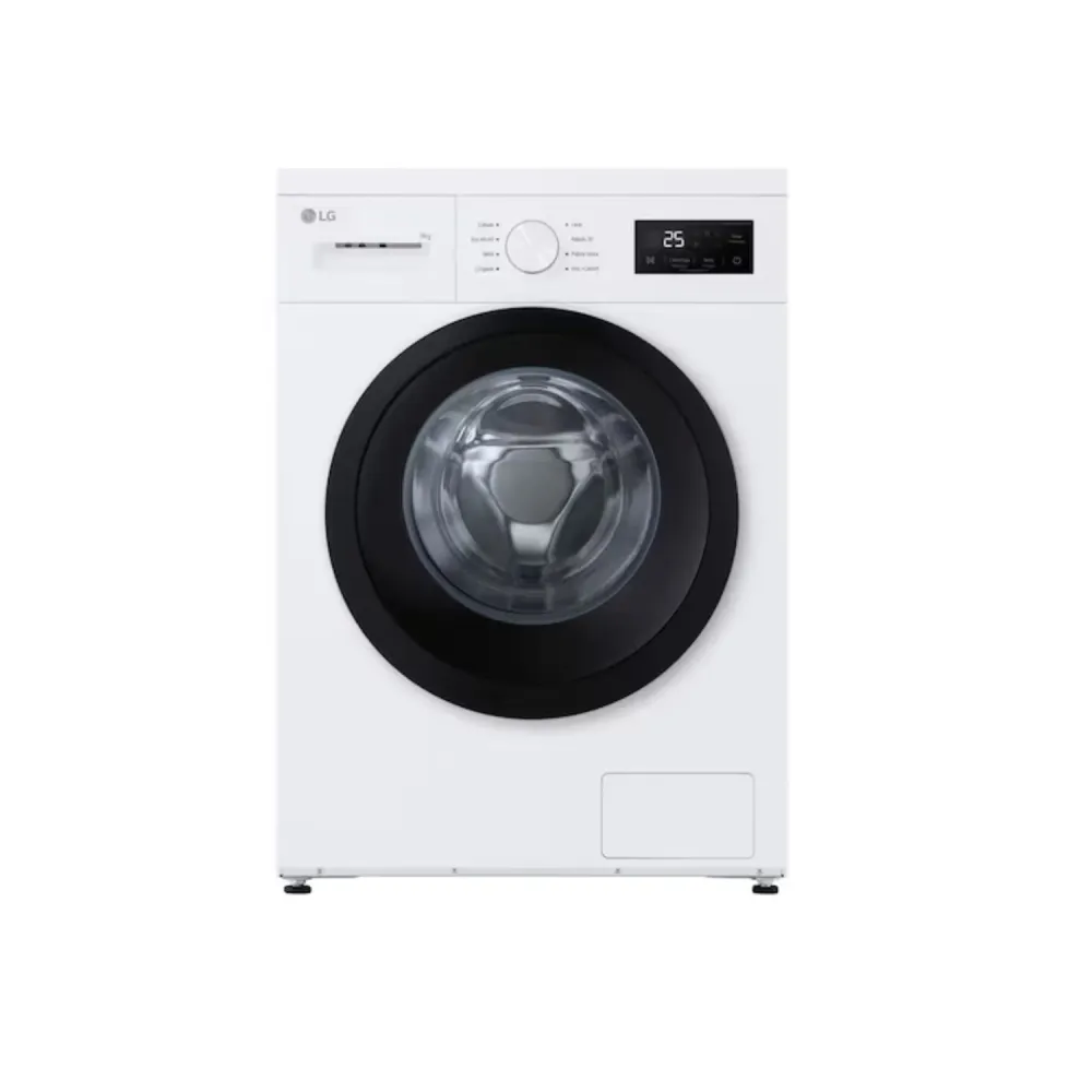 LG Lavatrice 9kg Serie A1 Classe 1400 giri, Programma Igiene con vapore, Display grande, Design essenziale White